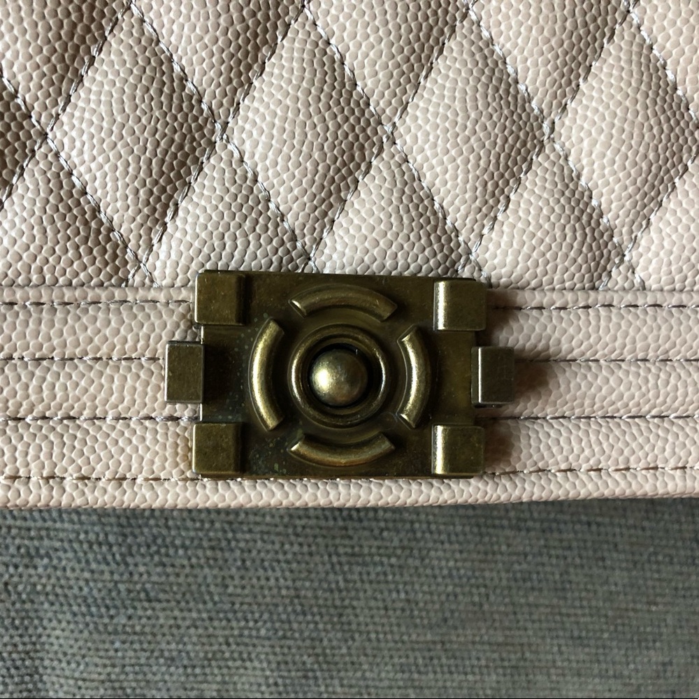 Cream Quilted Crossbody Chain Shoulder Bag Purse - Picture 5 of 13